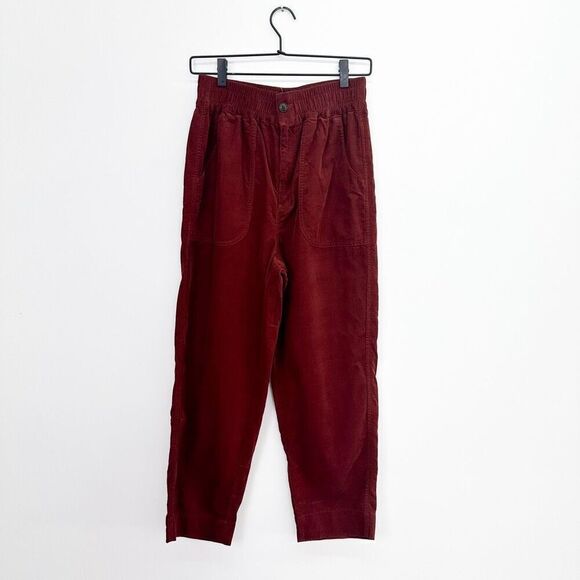 Madewell Women’s Rusted Burgundy Corduroy Tapered Huston Pull-On Crop Pants - Picture 2 of 11